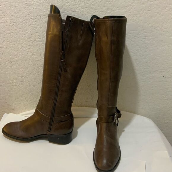LRL Ralph Lauren Women's Marion Boot Size 5.5 Tall Riding Brown Leather Low Heel - Picture 8 of 15